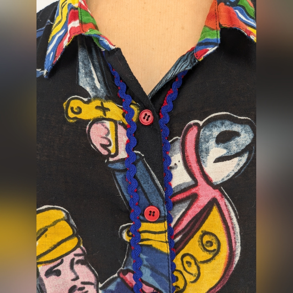 Antica Sartoria by Giacomo Button Down Collared Shirt Art To Wear Colorful Sz XL - Picture 12 of 16